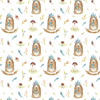 Rolgordijn verduisterend Teddyberen en planten