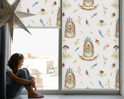 Rolgordijn verduisterend Teddyberen en planten