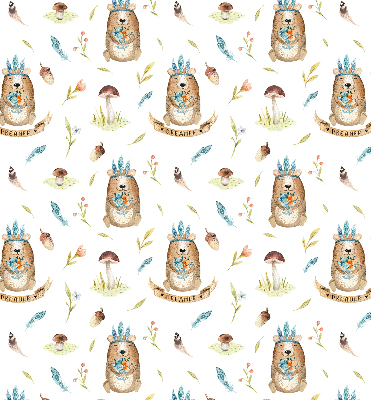 Rolgordijn verduisterend Teddyberen en planten