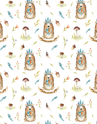 Rolgordijn verduisterend Teddyberen en planten