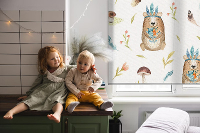 Rolgordijn verduisterend Teddyberen en planten