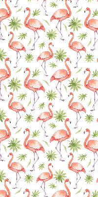 Rolgordijn voor het raam Flamingo en bladeren