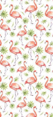 Rolgordijn voor het raam Flamingo en bladeren