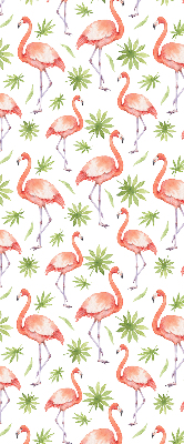 Rolgordijn voor het raam Flamingo en bladeren