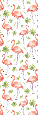 Rolgordijn voor het raam Flamingo en bladeren