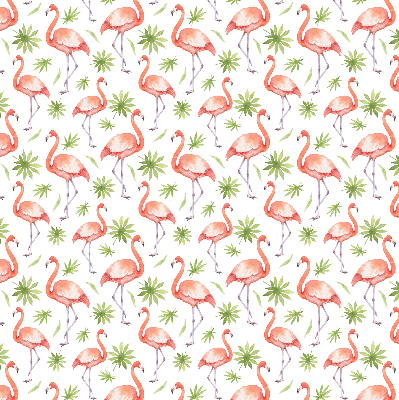 Rolgordijn voor het raam Flamingo en bladeren