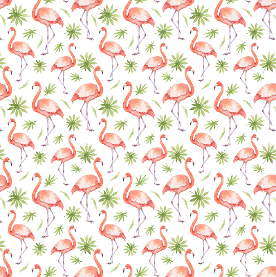 Rolgordijn voor het raam Flamingo en bladeren