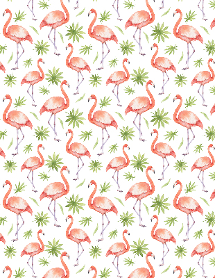 Rolgordijn voor het raam Flamingo en bladeren