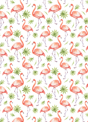 Rolgordijn voor het raam Flamingo en bladeren