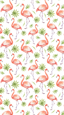 Rolgordijn voor het raam Flamingo en bladeren