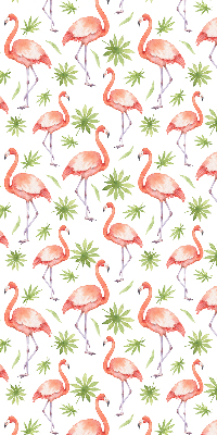 Rolgordijn voor het raam Flamingo en bladeren