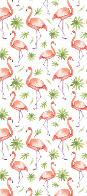 Rolgordijn voor het raam Flamingo en bladeren