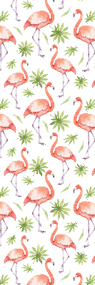 Rolgordijn voor het raam Flamingo en bladeren