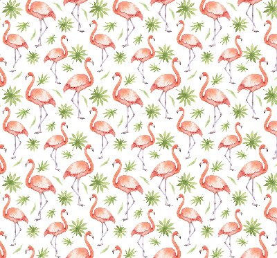 Rolgordijn voor het raam Flamingo en bladeren