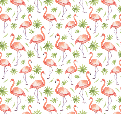 Rolgordijn voor het raam Flamingo en bladeren