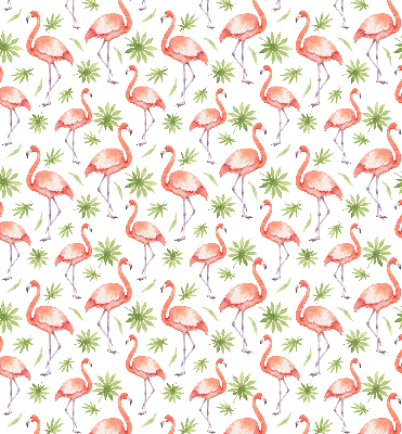 Rolgordijn voor het raam Flamingo en bladeren