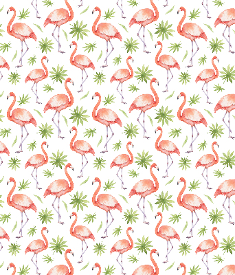 Rolgordijn voor het raam Flamingo en bladeren