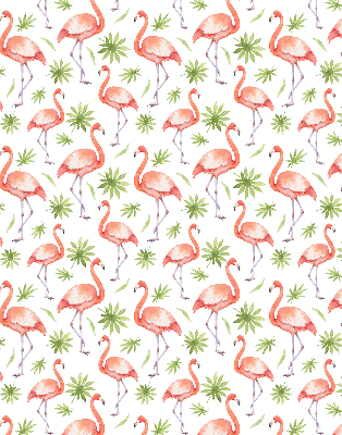 Rolgordijn voor het raam Flamingo en bladeren