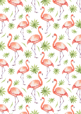 Rolgordijn voor het raam Flamingo en bladeren