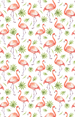 Rolgordijn voor het raam Flamingo en bladeren