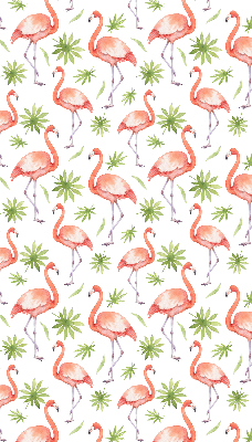 Rolgordijn voor het raam Flamingo en bladeren