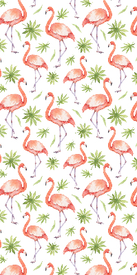 Rolgordijn voor het raam Flamingo en bladeren