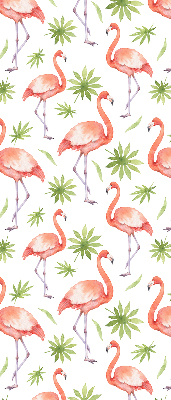 Rolgordijn voor het raam Flamingo en bladeren