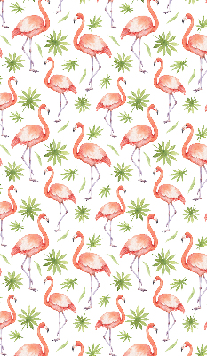 Rolgordijn voor het raam Flamingo en bladeren