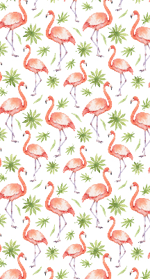 Rolgordijn voor het raam Flamingo en bladeren