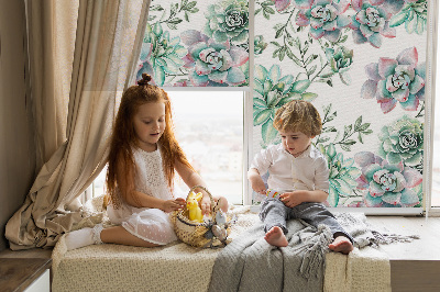 Rolgordijn voor het raam Groene planten