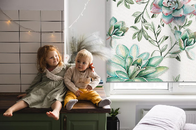 Rolgordijn voor het raam Groene planten