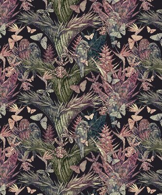 Rolgordijn voor het raam Exotische planten en vogels