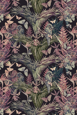 Rolgordijn voor het raam Exotische planten en vogels