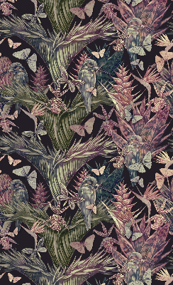 Rolgordijn voor het raam Exotische planten en vogels