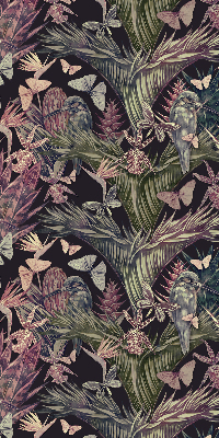 Rolgordijn voor het raam Exotische planten en vogels