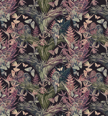 Rolgordijn voor het raam Exotische planten en vogels