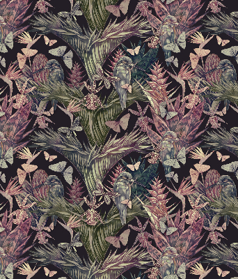 Rolgordijn voor het raam Exotische planten en vogels