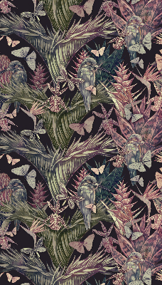 Rolgordijn voor het raam Exotische planten en vogels