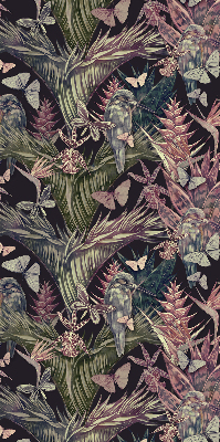 Rolgordijn voor het raam Exotische planten en vogels