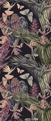 Rolgordijn voor het raam Exotische planten en vogels