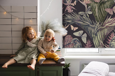 Rolgordijn voor het raam Exotische planten en vogels