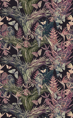 Rolgordijn voor het raam Exotische planten en vogels