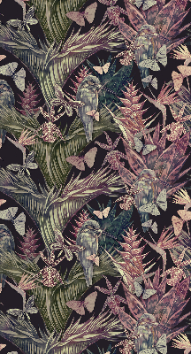 Rolgordijn voor het raam Exotische planten en vogels