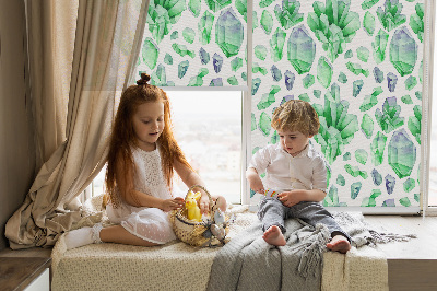 Rolgordijn voor het raam Groene kristallen