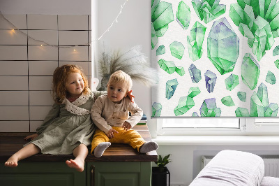 Rolgordijn voor het raam Groene kristallen