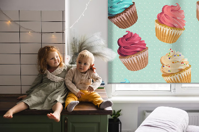 Rolgordijn voor het raam Cupcakes