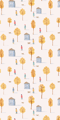 Rolgordijn voor het raam Huizen tussen de bomen