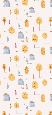 Rolgordijn voor het raam Huizen tussen de bomen