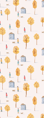 Rolgordijn voor het raam Huizen tussen de bomen