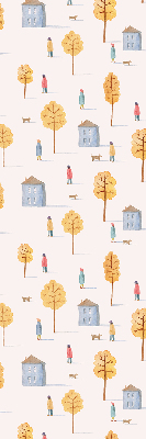 Rolgordijn voor het raam Huizen tussen de bomen